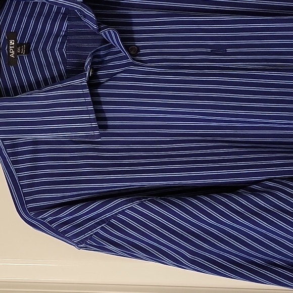 Dark blue/light blue striped mens button down shirt - Picture 3 of 7